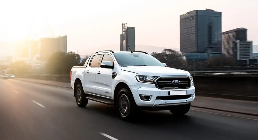 2025 Ford Ranger driving in an urban setting