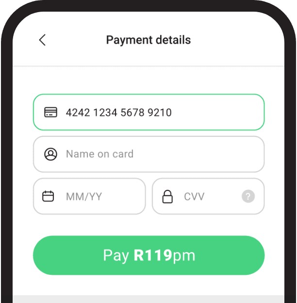 Get cover instantly after supplying your card details and making the final purchase.