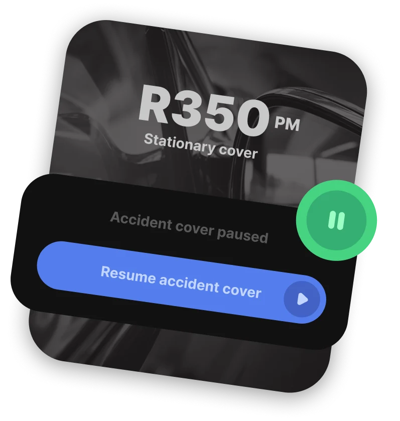 Illustration of the Naked app showing CoverPause stationary cover saving on premium